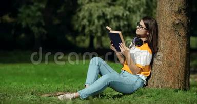 公园树下的女人读书